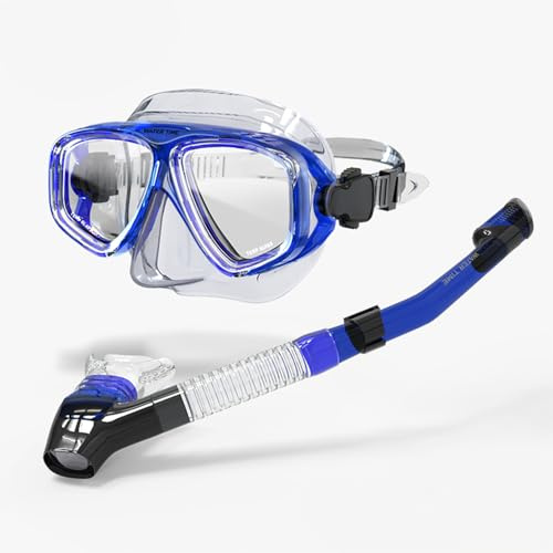 WATER TIME Wide Angle Snorkel Set Adults, Anti Fog & Breath Easy Airflow Tech