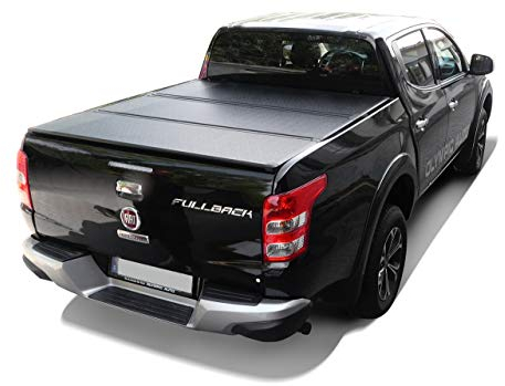 Copertura per vano carico – 3 pezzi pieghevole – alluminio nero verniciato a polvere ~ adatto per Fiat Fullback (2016-2020)