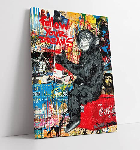 BANKSY GRAFFITI FOLLOW YOUR DREAMS CANVAS WALL ART PRINT ARTWORK BRAINWASH (8in x 12in / 20cm x 30cm)