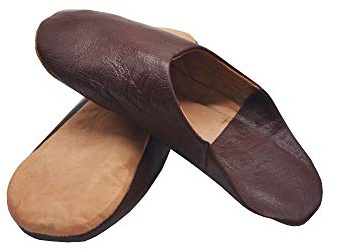 Babuchas Zapatillas marroquíes unisex de Cuero autentico muy cómodas para Andar por casa (marrón oscuro, numeric_43)