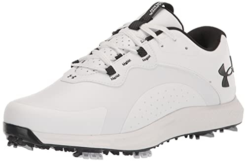 Under Armour Men's Charged Draw 2 Cleat Golf Shoe, (100) White/White/Black, 13 Wide