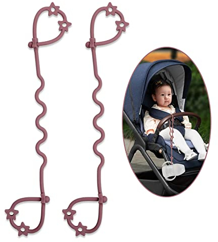 Cup Catcher, Spielzeug Sicherheitsgurte Trinkbecher Halteriemen für Kinderwagen Hochstuhl Autositz, aus Lebensmittelqualität Silikon, 100% BPA-frei, 2er-Pack (Power Rose x 2)