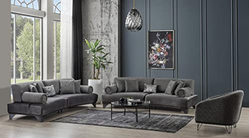 JV Möbel Luxus Sofagarnitur Garnitur Sofas Sofa Sessel Dreisitzer 3+3+1 Sitzer Stoff Neu