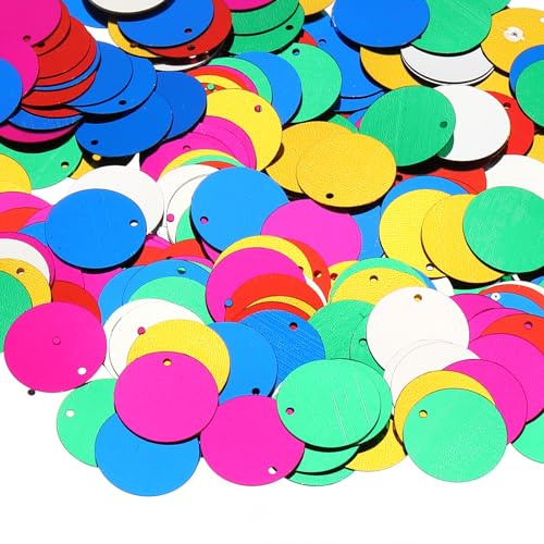 PATIKIL 30 gram paljetter för hantverk, 1 pack färgad paljett och spanglar hantverk tillbehör för gör-det-själv tillverkning kläder naglar gratulationskort klippbok dekoration, cirkelstil