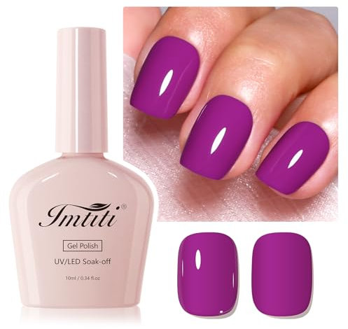 Imtiti Neon Purple Gel Nail Polish, Midnight Purple Gel Polish, Long Lasting, Nail Art Manicure Salon DIY at Home for Autumn and Winter (0.34 Fl Oz)
