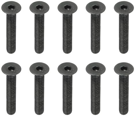 PATIKIL M8 x 50 mm sexkantsskruvar med infälld sexkant 10 st medium kolstål försänkta huvudbultar sexkantshuvud full gänga svart oxid grad 10,9
