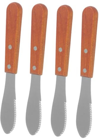 Cabilock Utensili Da Cucina Manico in Legno, Spatola e Coltello Per Formaggio Multifunzione, Spalmatore Per Burro e Marmellata, Set 4 Pezzi Per Uso Domestico