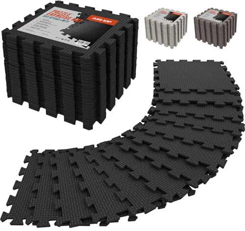 AIRHOP 18 Tiles Gym Floor Mat, EVA Foam Puzzle Gym Mat, High-Density Interlocking Foam Floor Tiles for Home Gym, Play Workout Garage Kitchen Flooring