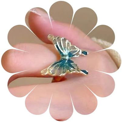 Aneneiceera Vintage Smalto Verde Farfalla Avvolgere Anelli Verde Metallo Farfalla Anello Aperto Farfalla Dito Anello Regolabile Nocca Anello Mano Gioielli Per Le Donne