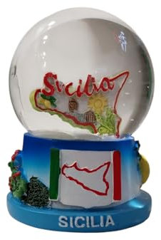 Palla di Vetro con Neve Sicilia Souvenir Siciliani (Sicilia 2 cm 6,5)