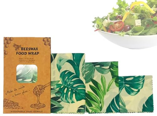 Carta Avvolgente Per Alimenti - Pellicola in Cera d'Riutilizzabile - 3 Pezzi Copripiatti Per Carne BBQ Picnic Campeggio Trasporto Casa Escursioni