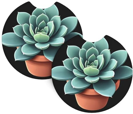 Car Coasters set of 2 XBKGOHA Porcelain pot with meat Picture Odorless Cup for All Standard Cup Holders, Perfect for Cars, Trucks, SUVs -2.7 in ﻿