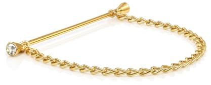 Equetech Crystal Equestrian Riding Showing Collar Pin & Chain, Gold-Tone (Gold/Crystal)