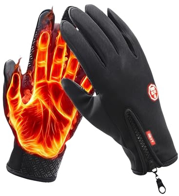 ROVIA Anti-Slip Waterproof Thermal Winter Gloves for Men and Women, Windproof Cold Weather Motorcycle Riding Bicycle Cycling Hiking Gloves Touch Screen Anti-Slip Winter Sport Outdoor Gloves (X-Large)