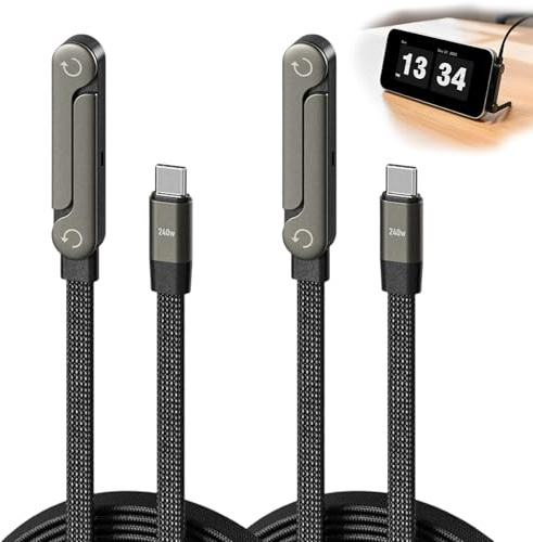 llikknve 2pcs 2-In-1 240w Fast Charging Stand Data Cable with Bendphone Accessories, 5ft Invisible Holder Charger Cable with Stand for Smartphone Laptop Gaming