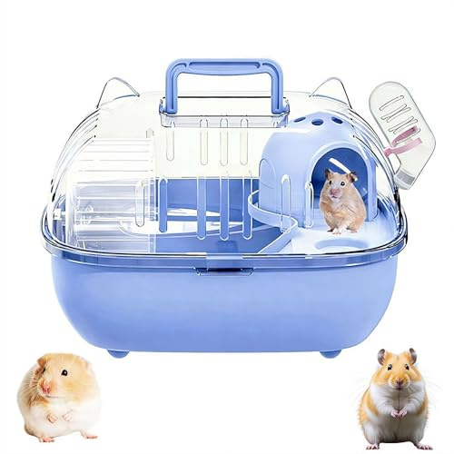 Transportador de hámster - Jaula de viaje portátil para animales pequeños, caja de transporte transpirable con cubierta transparente, funda ligera para salidas de mascotas para ratones, ratas y