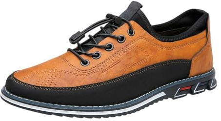 Generiska herrsneakers läder, eleganta skor män sommar, fritidsskor elastiska skosnören vandringsskor slip-on promenadskor halkfria arbetsskor platta utomhus halvskor