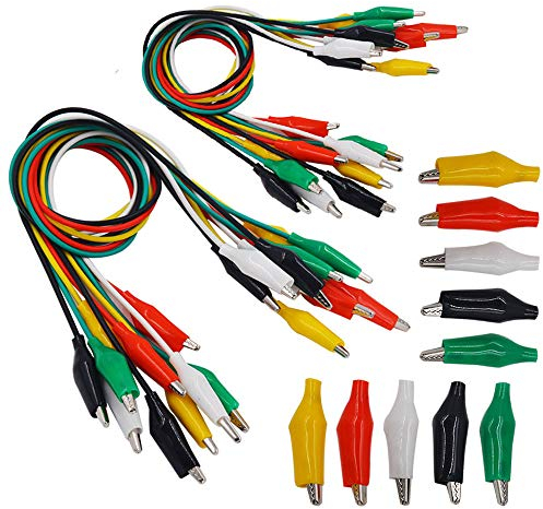 Senven® (20pcs Linea Di Test + 10pcs Coccodrillo Clip) Cavo Prova a Doppio Attacco, Set Cavi Di Prova Con Morsetti a Coccodrillo Cavo Di Collegamento a Doppio Attacco -52cm / 20.5 Pollici -5colori