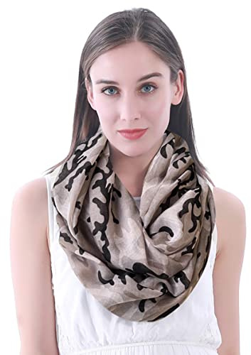 Lina & Lily Camouflage Print Women's Infinity Loop Scarf Lightweight (Gray Camo)