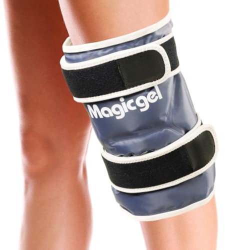 Magic Gel Bolsa Hielo Lesiones Rodilla - Compresa Gel Frio Rodilla con Cintas Ajustables - Bolsa Frio para Lesiones de Rodillas Cobertura 360º - Ice Pack Frío Se Mantiene 25 Mins
