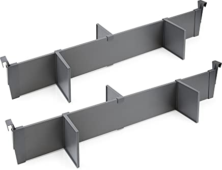 Emuca - Jeu Organisateur de tiroir réglable, Organisateur tiroir, Accessoires séparateur de tiroir, diviseur de tiroir 900mm, Aluminium, Gris Anthracite.