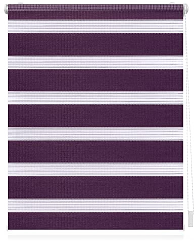 Lichtblick Doppelrollo Klemmfix ohne Bohren, Streifen, Blickdicht, Klemmträger-Montage, Sichtschutz, Wandmongtage, Deckenmontage, für Fenster und Türen Brombeer,70 cm x 220 cm (B X L)