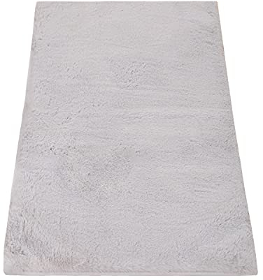 Paco Home Badezimmerteppich Badematte Badteppich Badvorleger Duschvorleger Shaggy rutschfest Flauschig Waschbar Einfarbiges Muster, Grösse:80x150 cm, Farbe:Grau