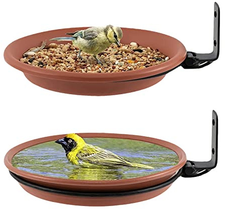 2 Pièces Mangeoires pour Oiseaux Sauvages, Bains pour Oiseaux Sauvages, Mangeoire Oiseaux Exterieur Suspendue, Abreuvoir Oiseau Jardin, Bain d'oiseau Anneau Support, Baignoire Oiseaux avec Accessoire
