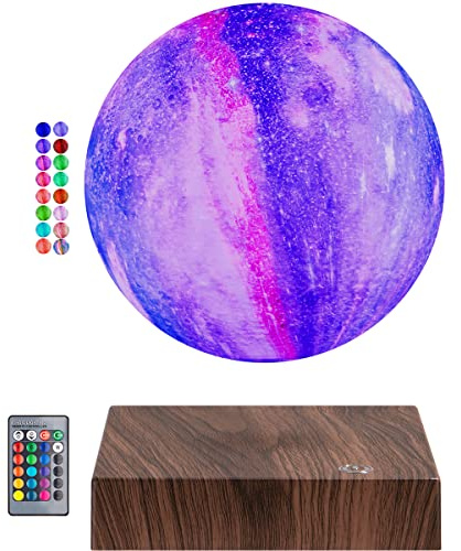 Magnetisk flytande månlampa - snurrande 3D-utskrift av galaxmåne Leviterande 16 färger LED månljus för gåvor heminredning nattljus