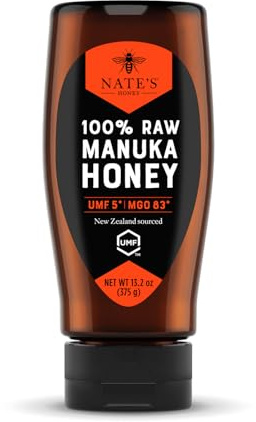 Nate's Raw Manuka Honey New Zealand MGO 83+ | UMF Certified 5+ | 375ml Squeeze Bottle