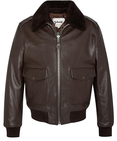 Schott NYC Giacca in pelle da uomo, marrone, M