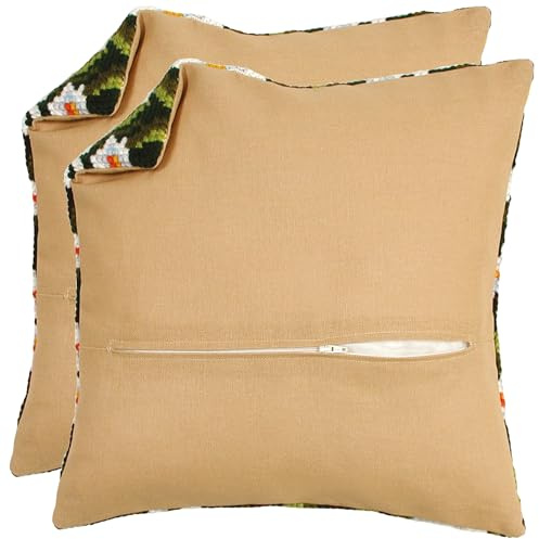 VERVACO Dorso Per Cuscino Punto Croce BEIGE SET DI 2 Retro Per Cuscino Con Zip ca. 45 x 45 cm Fodera Posteriore per Rifinire Lavori di Ricamo Accessorio Per Hobbistica Set Fai Da Te Creativo