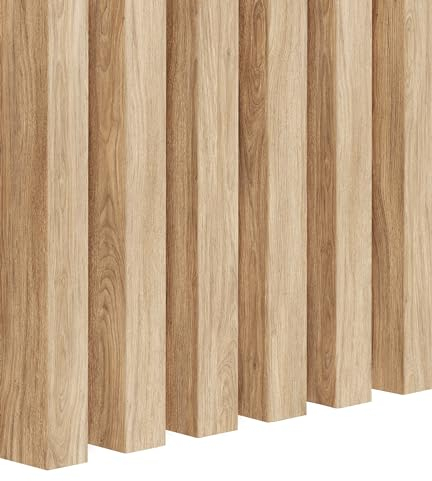 Premium 3D Slats 12 pièces - Panneaux muraux acoustiques, Vertical, Longueur 275 cm, Largeur 2,9 cm, Profondeur 4 cm Panneaux en bois, panneaux muraux, aspect bois, mur à lattes