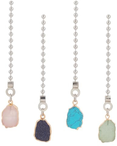 DELORIGIN 4 Stück 4 Stile Edelsteine Deckenventilator Zugkette Steinform Verlängerung Dekorativer Ventilator Anhänger 33 cm Lüfterkette Verlängerung Für Deckenleuchte Ventilatorlampe