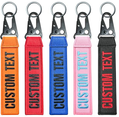 WQNMY 1PCS Customized Keychain,Personalized Keyring, Name Number Luggage Tag, Double sided embroidery, Key ring Accessories For Rooms Motorcycle Car Biker