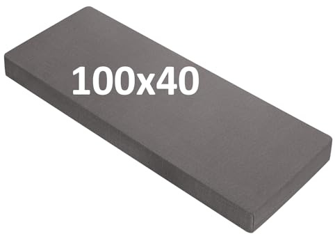 OutStep Bankkissen aus Leinen, verstärkte, atmungsaktive Sitzkissen für den Innenbereich, hochdichte Bankauflage mit Rutschfester Unterseite (grau, 100x40x5 cm)
