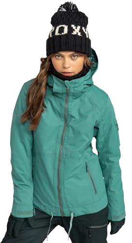 Roxy Women's Meade Snow Jacket – 10K Waterproof, PFAS-Free, Recycled Materials, Insulated, Sea Pine, Medium