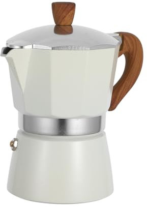 Alipis Cafetera Italiana Manual Para Preparación De Espresso 150 Ml Color Blanco, Aluminio Resistente, Cafetera Doméstica Portátil Para Uso Hogar y Oficina, Set Compacto Para 1-3 Personas