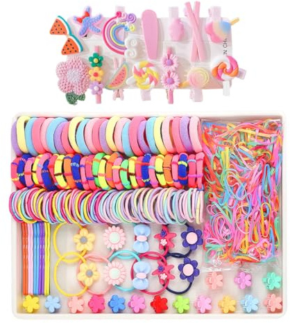 1124 Pièces Élastique Cheveux Colorés, Barrettes et Barettes Cheveux Femme et Fille, Pinces Cheveux sans Dommage, Barrette Bébé Fille et Accessoires Cheveux pour Cheveux Fins