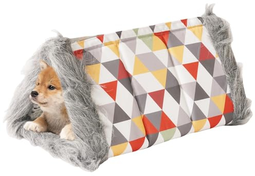 Panier pour Chat Couvert - Lavable Pliable en Peluche Amovible | Caverne De Sommeil pour Chat D'Intérieur | pour Chiot Confort Hiver Repos Maison Salon Jardin Cour Chambre