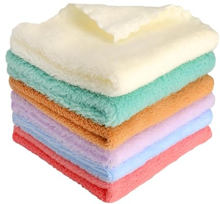 6 stycken sminkdukar i mikrofiber tvättbara mikrofibertvättlappar ansiktsservetter återanvändbara sminkborttagare flerfärgade mikrofibertvättlappar för ansikte, händer och kropp tvåldukar 30 x 30 cm