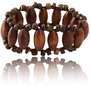Wasise Boho Wood Bead Bracelet - Adjustable Elastic Bracelets, Ethnic Tribal Cord Wrist Bands Bracelets, Gothic Detachable Beaded Wrist Cuffs Gifts for Men Women, Bohemian Style Stackable Jewelry