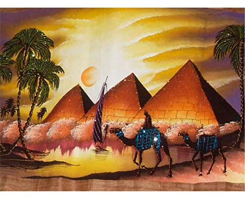 YSCOLOR Diamant Painting 5D DIY Runde Bohrer Diamant Malerei Landschaft Ägypten Pyramide Kreuzstich Mosaik Diamant Stickmuster Strass 30X40Cm