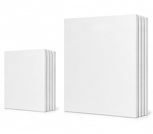 Artme Lienzos preestirados 8 piezas (24x30CM-4pk, 30x40CM-4pk) de artista/ 280GSM 100% algodón/blanco/triple imprimado/libre de ácido/grano medio/ 1.7cm - acrílico/aceite