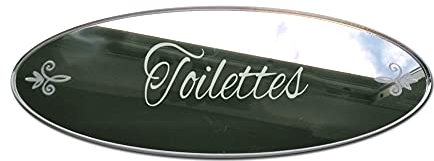 Plaque Toilettes Adhésive WC - Miroir à Coller Mural Style Shabby - Plexi Pour Porte Maison