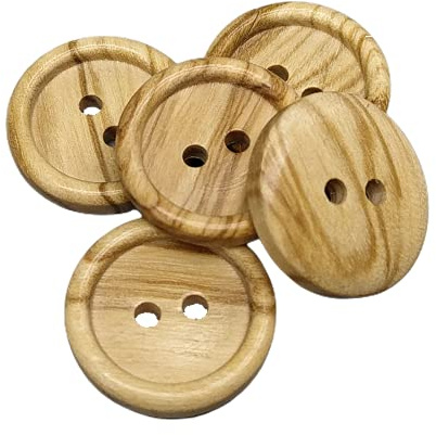 BOTIBOTON - Botones de Madera de Olivo - 2 agujeros - Pequeños para bebe, camisa y grandes para abrigo - Decorativos para costura - Fabricado y enviado desde ESPAÑA - (18 mm)