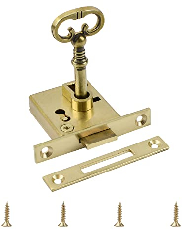 UFURMATE Vintage-Schloss, 1Pack Gold Schrankschloss Set Mit Schlüssel Dekoratives Antikes Messingschloss Für Schrank, Kleiderschrank, Schublade, Schrank, Holzkisten