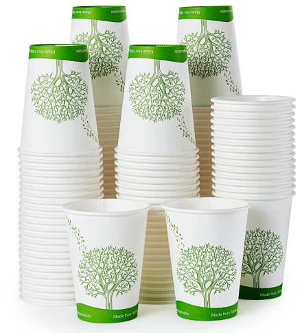 ECOLipak 240 Count 12 oz Compostable Paper Cups, Biodegradable Disposable Paper Coffee Cups with PLA Lined, Eco-friendly Hot Drinking Cups for Party, Picnic,Travel,and Events