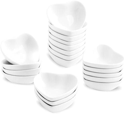 XINLTC 20 x Bols à Sauce en Céramique, Assiette à Sauce Soja, Bols à Epices Pour Amuse-Gueules, Dimensions: 7,4 x 2,7 cm, Blanc, Pour La Préparation de La Cuisine