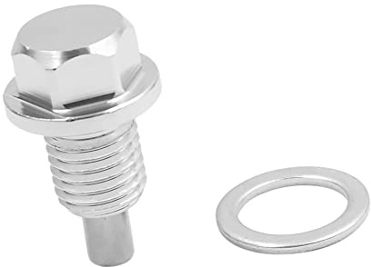 A ABSOPRO Magnético Motor Aceite Cárter Drenaje Perno Tornillo Tuerca M12x1.5 Plateado Tono